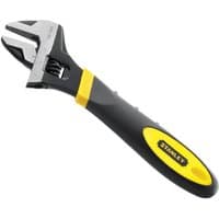 Stanley MaxSteel 200mm adjustable wrench, black and yellow handle, 29mm jaw capacity.