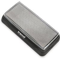 Rectangular silver Trend diamond whetstone with black base and dotted sharpening surface.