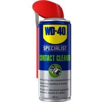 WD-40 Specialist Contact Cleaner 400ml, blue can with yellow logo, red spray nozzle, silver and green label.