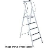White Zarges Masterstep ladder with three treads, handrails, and a platform at the top.