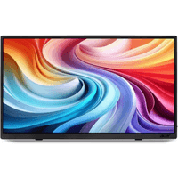 Acer PM161QT 15.6" portable monitor with black frame, vibrant swirl display, and USB-C connectivity.