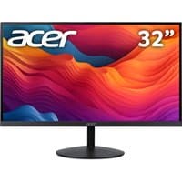 Acer SA322QUA monitor, 31.5" Quad HD, slim black bezel, vibrant display, circular stand, AMD FreeSync logo.