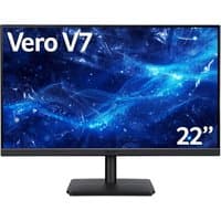 Acer Vero V7 21.5" Full HD LED Monitor, slim black bezel, sturdy stand, vibrant blue screen display.