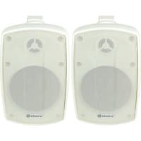 White Adastra BH4 speakers, rectangular with rounded edges, front grille, and wall-mount bracket, 30W RMS pair.