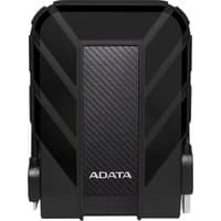 Black ADATA HD710 Pro external hard drive, rugged design, 2 TB capacity, USB 3.2 Gen 1, with carbon fiber pattern.