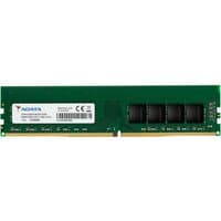 Green ADATA Premier memory module 16 GB DDR4 with black chips and white label on the side.