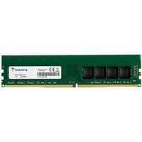 Green ADATA Premier DDR4 288-pin DIMM memory module with black chips and white label.