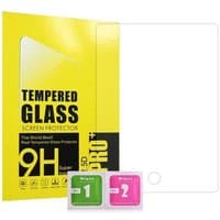 Tempered glass screen protector for Samsung Galaxy Tablet A9 Plus, with yellow packaging and two cleaning wipes.