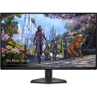 Alienware 27" 4K Ultra HD gaming monitor with thin bezels, displaying a fantasy game scene, on a sleek black stand.