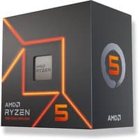 AMD Ryzen 5 7400 processor box, black with orange accents and Ryzen logo, featuring 3.3 GHz and 16 MB L3 cache.