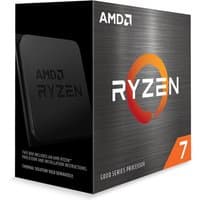 AMD Ryzen 7 5800X processor box, black with orange Ryzen logo and silver text, 5000 series branding.