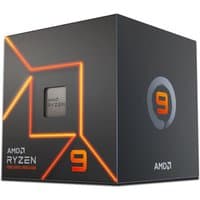 AMD Ryzen 9 7900 processor in sleek black box with orange accents and large "9" logo.