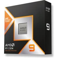 AMD Ryzen 9 9900X3D processor box with black and orange design, featuring silver processor image and bold number 9.