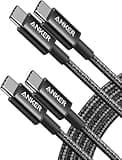 Black Anker USB C to USB C nylon braided charger cables, 6 ft, 2-pack, with reinforced connectors.