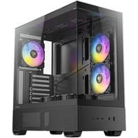 Black Antec CX705 ARGB Midi Tower with tempered glass side panel and three RGB fans.