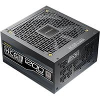 Black Antec 1200W power supply unit with vented top, HCG branding, and multiple connection ports.