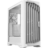 White Antec Performance 1 FT full tower case with angular front panel design and side ventilation fan.