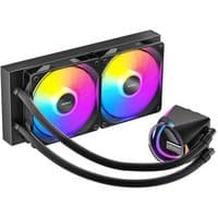 Black Antec Skeleton 240 liquid cooler with dual 12 cm RGB fans and sleek tubing design.