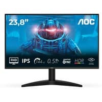 AOC 23.8" Full HD gaming monitor with thin bezels, 144Hz refresh rate, and futuristic graphics on screen.