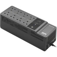 Black APC Back-UPS with 8 BS 1363 outlets, 850VA, 2 USB chargers, and 1 USB data port on top.