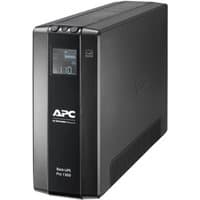 Black APC Back-UPS Pro tower with LCD display, 8 IEC C13 outlets, and user-replaceable battery.