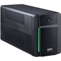 Black APC Easy UPS tower with green LED strip, 2200VA, 230V, featuring 6 IEC C13 outlets and AVR technology.