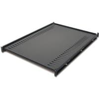 Black APC fixed shelf with vented design, supports up to 250lbs, rectangular shape with side mounting brackets.