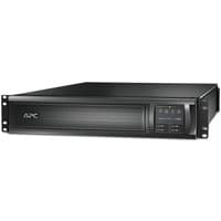 Black APC Smart-UPS X SMX3000RMHV2U with digital display, 2U rackmount, 8 C13 and 1 C19 outlets, USB port.
