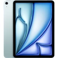 Blue Apple iPad 11-inch Air Wi-Fi + Cellular, 1TB, sleek design with thin bezels and rear camera.