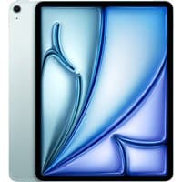 Blue Apple iPad 13-inch Air with Wi-Fi + Cellular, 1TB storage, sleek design, and black bezel display.