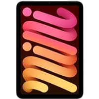 Apple iPad mini Wi-Fi 512GB in Starlight, featuring an 8.3-inch Liquid Retina display with pink and orange abstract wallpaper.