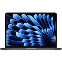 Midnight Apple MacBook Air 13-inch with M4 chip, sleek design, 16GB RAM, 512GB SSD, vibrant display showing blue pattern