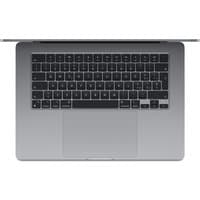 Grey Apple MacBook Air M3 laptop, 15.3-inch display, black keyboard, sleek design, thin profile, macOS Sonoma.