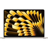 Beige Apple MacBook Air M3 laptop with 15.3" display, sleek design, and vibrant screen pattern.