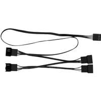 Black Arctic PST Cable Rev. 2 with four connectors for PWM fan sharing, featuring a slim, flexible design.