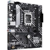 ASUS PRIME H610M-A-CSM micro ATX motherboard with black PCB, silver heatsinks, and LGA 1700 socket.