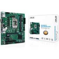 ASUS PRO H610M-C D4-CSM micro ATX motherboard, green PCB, LGA 1700 socket, with packaging box.