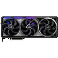 ASUS ROG Astral RTX 5080 graphics card with triple fans, RGB lighting, and sleek black and silver design.