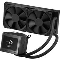 Black ASUS ROG Ryujin III 240 liquid cooler with dual 12 cm fans and sleek radiator design.