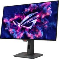 Asus ROG Strix 26.5" OLED gaming monitor with 240Hz refresh rate, sleek black design, and vibrant display graphics.