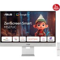 ASUS ZenScreen Smart Monitor MS27UC, 27" 4K Ultra HD LCD, grey frame, slim design, with remote control.