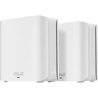 White ASUS ZenWiFi BD4 dual-band Wi-Fi 7 router 2-pack with sleek rectangular design and subtle logo on front.