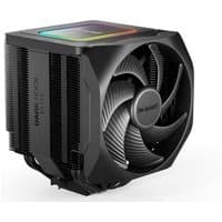 Black be quiet! Dark Rock Elite processor air cooler with RGB top, dual fans, and sleek fins.