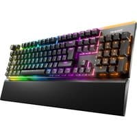 Black be quiet! gaming keyboard with RGB backlighting, UK ISO layout, tactile keys, and detachable wrist rest.