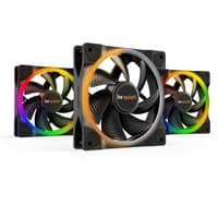 Black be quiet! Light Wings 120mm ARGB PWM fans with rainbow LED rings, 3-pack set.