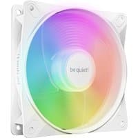 White 120 mm computer case fan by be quiet! with RGB lighting and reverse airflow design.