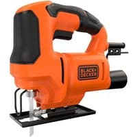 Orange Black & Decker BES602-GB power jigsaw with ergonomic handle and visible blade.