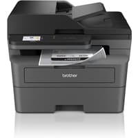 Black Brother DCP-L2660DW laser printer with ADF, Wi-Fi, and front paper tray, displaying printed sheet.