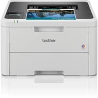 White Brother HL-L3240CDW printer with Wi-Fi, LCD screen, and front paper tray, featuring color printout on top.