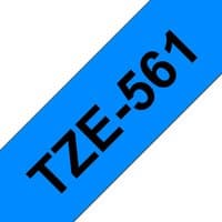Blue Brother Laminated Tape 36mm with bold black text "TZE-561" printed diagonally across the surface.